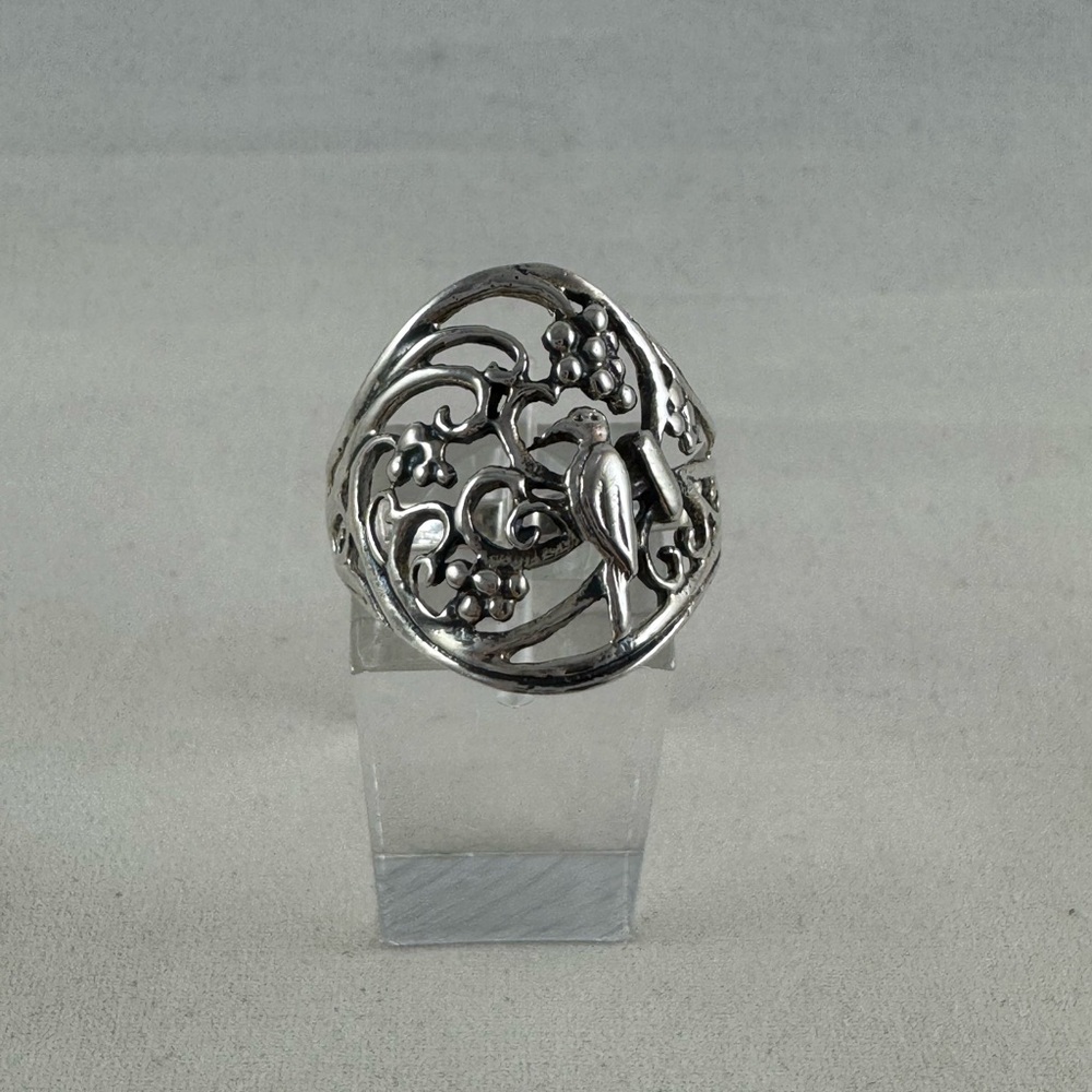 Sterling silver bird statement ring